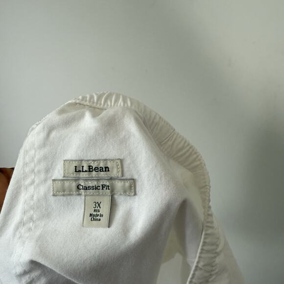 LL Bean Classic Fit Sunwashed Canvas Pants Pull On Pockets White Casual 3X New - Picture 5 of 5